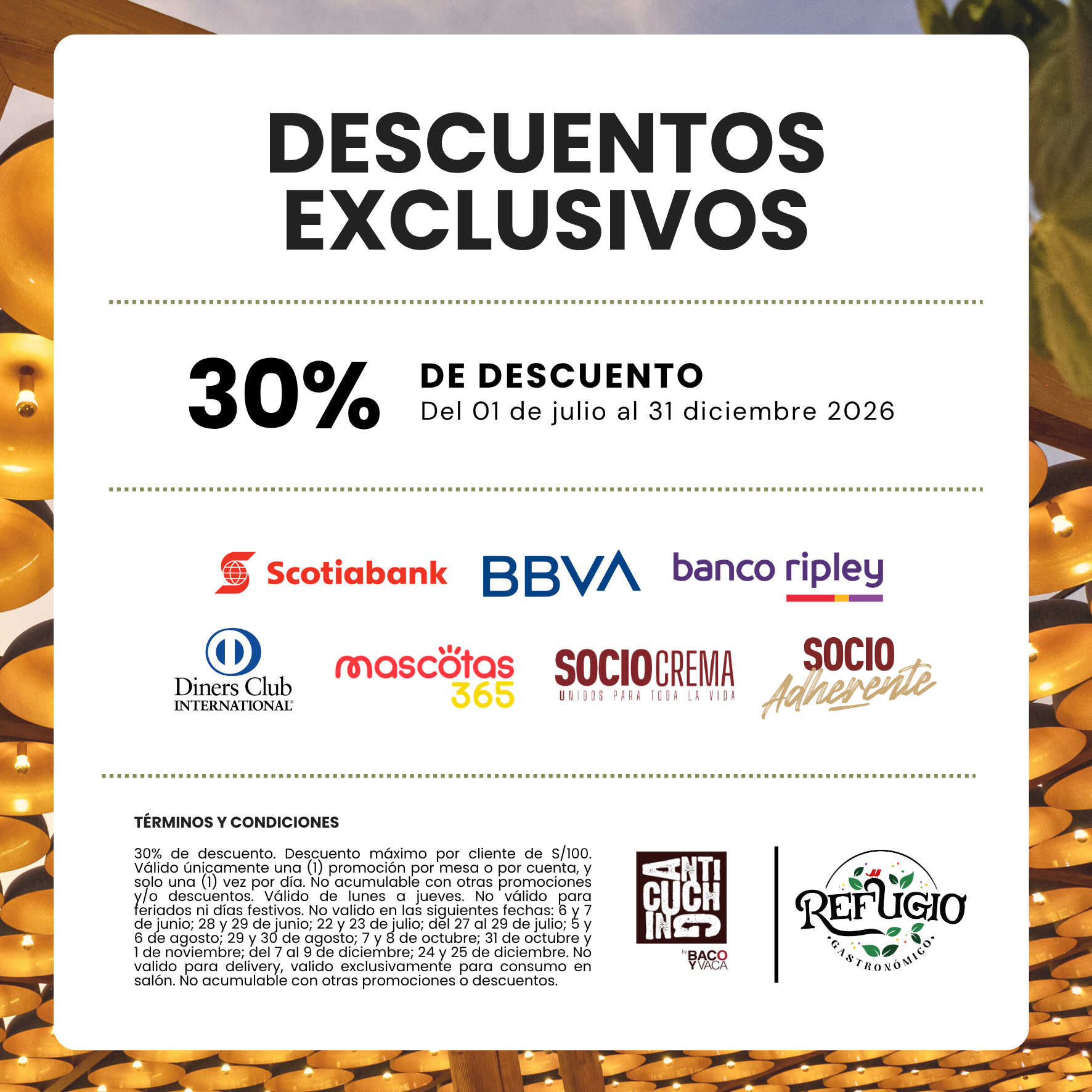 Descuentos exclusivos de Anticuching