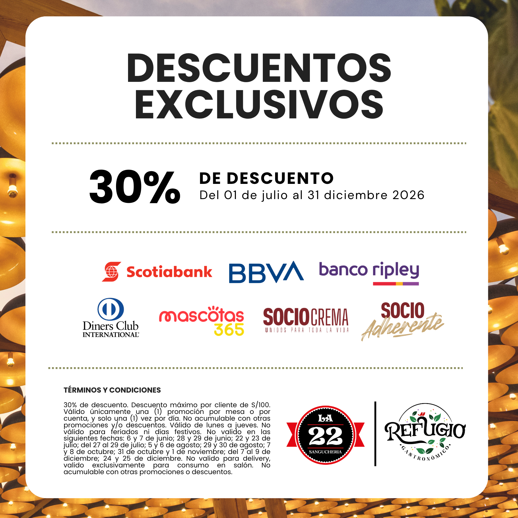 Descuentos exclusivos de La 22