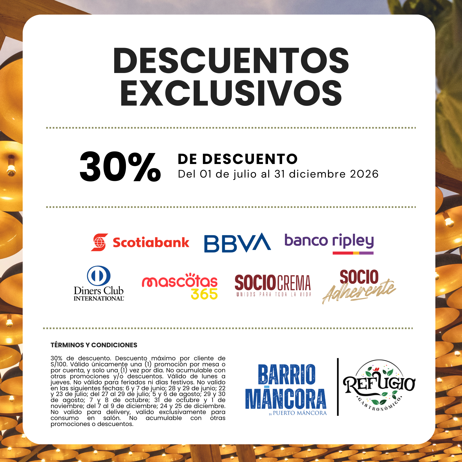 Descuentos exclusivos de Barrio Mancora